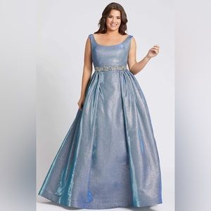 Mac Duggal Blue Metallic Ballgown